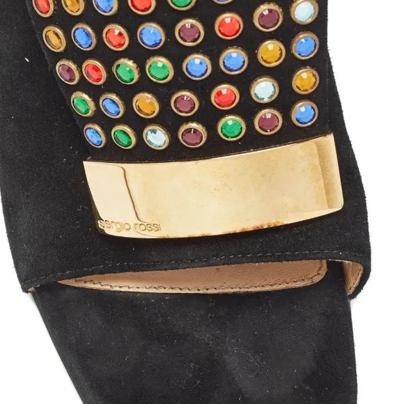 Vintage Sergio Rossi 
105mm Black Embellished Heeled
Women's Mules - Picture 4 of 8